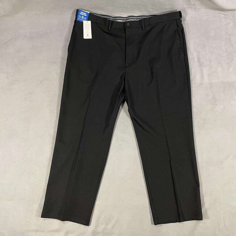 NWT Haggar Cool Right Performance Flex Pants Mens 44x29 Classic Fit Black